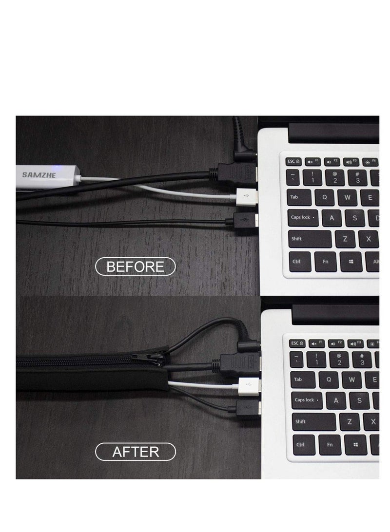 Captaintech Zipper Wire Wrap Covers, 20 inch Cord Organizer Sleeve with Zipper, Cord Organizer and Cable Protector, for TV, Computer, Office, Home Entertainment (4Pcs Black) - Image 4
