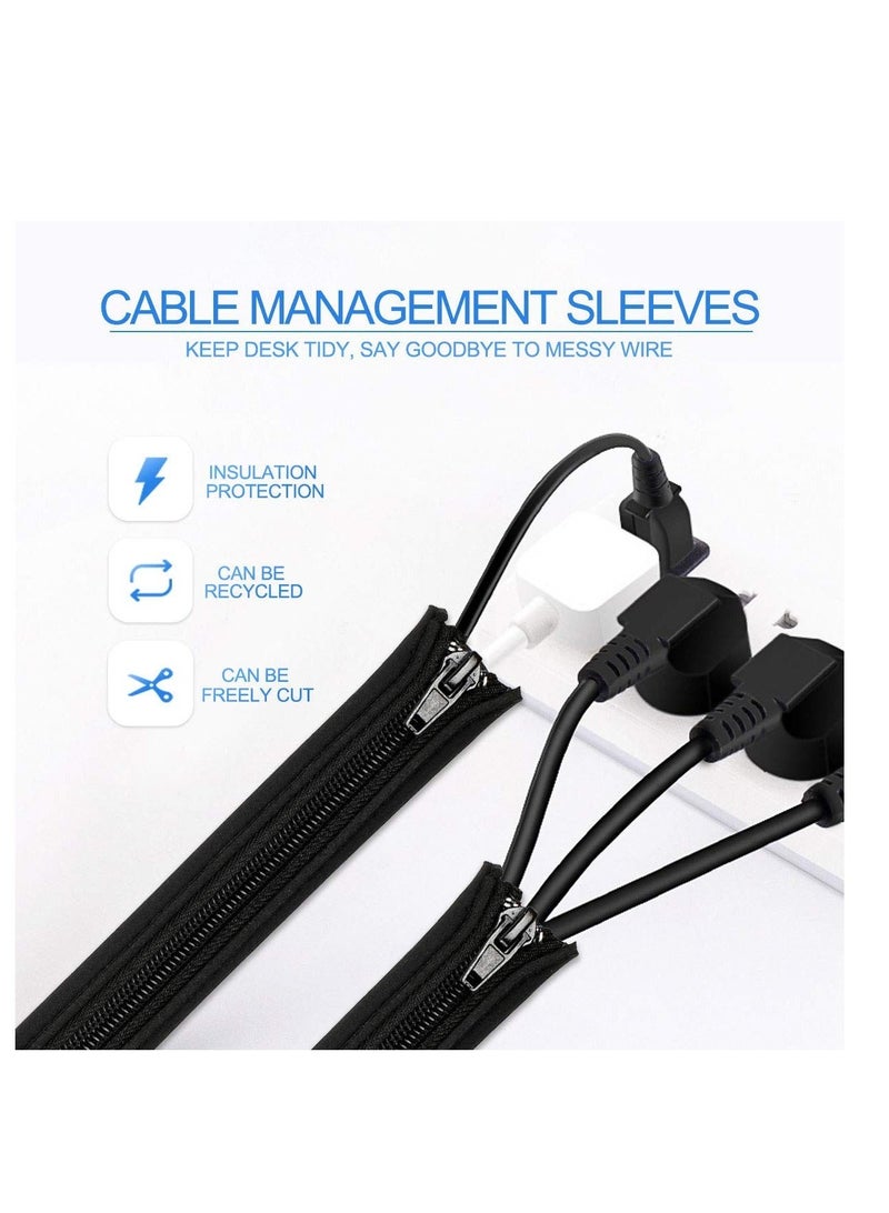 Captaintech Zipper Wire Wrap Covers, 20 inch Cord Organizer Sleeve with Zipper, Cord Organizer and Cable Protector, for TV, Computer, Office, Home Entertainment (4Pcs Black) - Image 2
