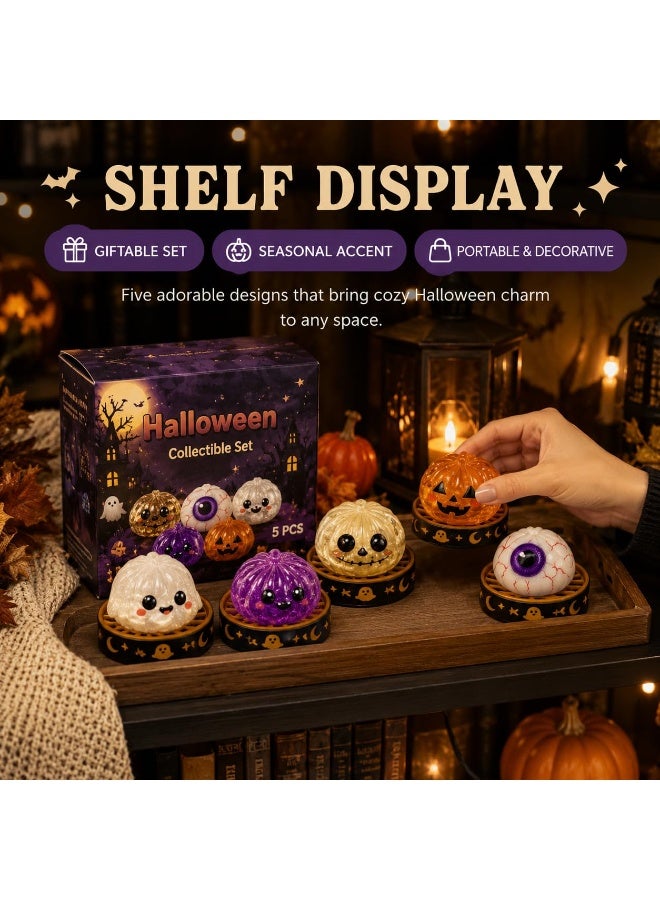 Halloween Pumpkin Bun Squishy Desk Decor, Soft Slow Rebound Squeeze Figure, White - Image 3