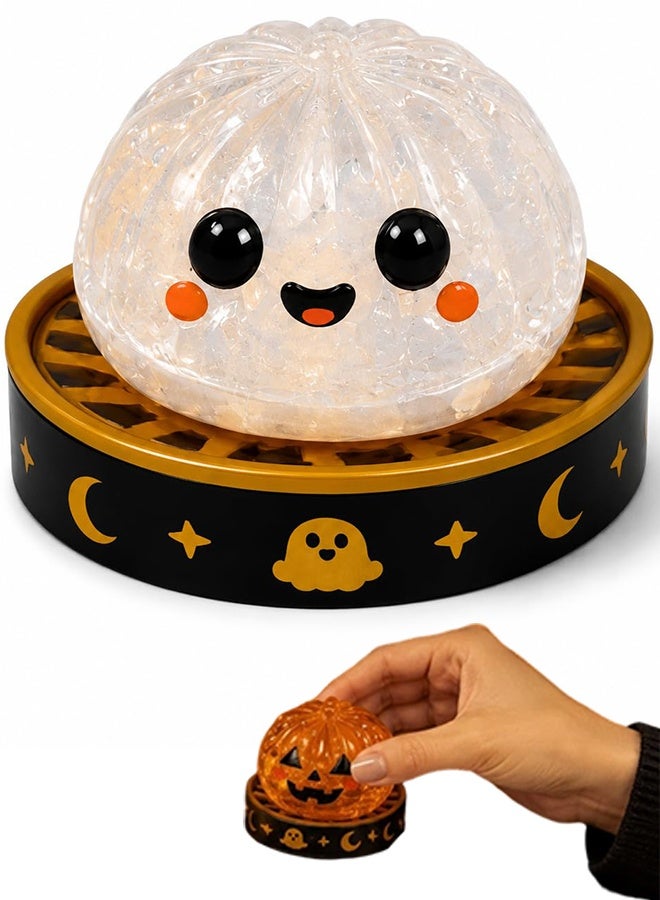 Halloween Pumpkin Bun Squishy Desk Decor, Soft Slow Rebound Squeeze Figure, White - Image 1