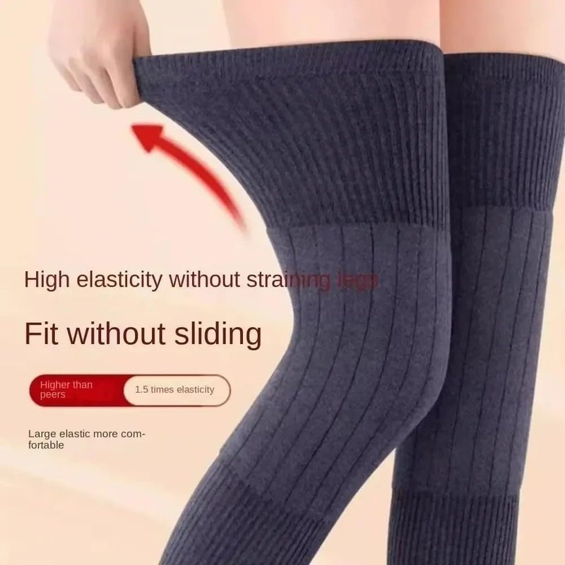 Iywish Cashmere Knee Warmers Leg Warmers Men Women Thicken Lengthen Knee Pads Brace Support Knee Protector Winter Warm Thermal Knee Compression Sleeve Running Cycling Ski Knee Brace Pad Leggings Support, L - Image 3