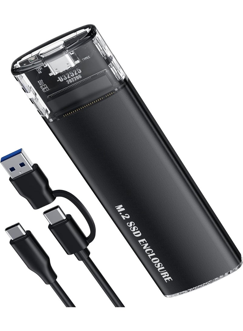 SOLARAE M.2 NVMe SATA SSD Enclosure, 10Gbps USB 3.1 GEN2 Support UASP Trim, Tool Free NVMe SATA SSD to USB-C Adapter Case for 2242/2260/2280 (Black) - Image 1
