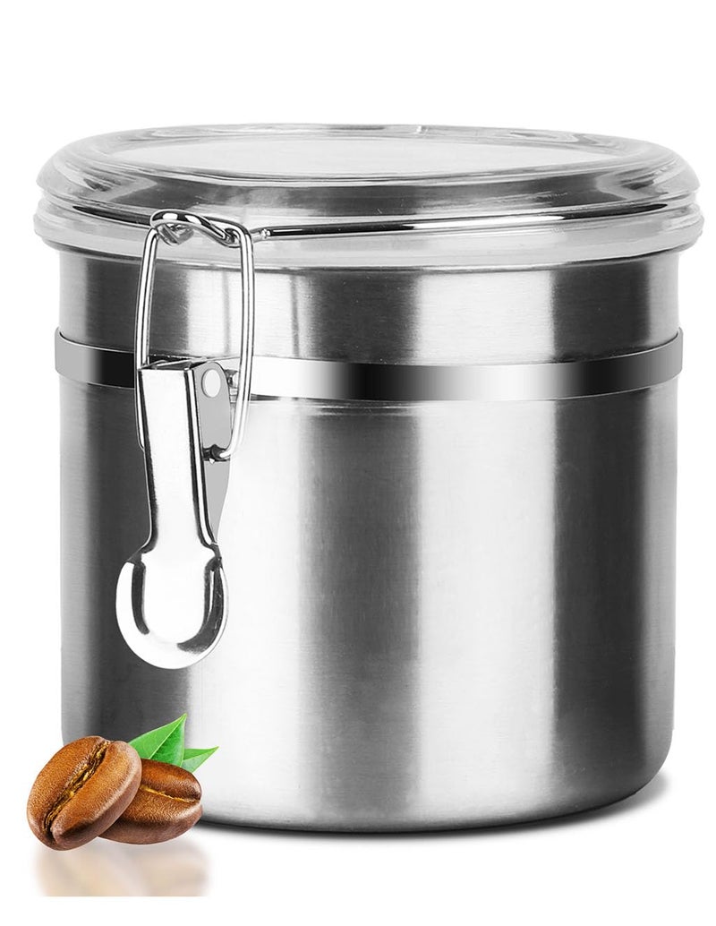 Walktosun Stainless Steel Food Container with Clear Lids Airtight Container Stackable Small Canisters Kitchen Pantry Storage for Cereal Snacks Candy Herbs Spices Sugar Tea 12L Silver