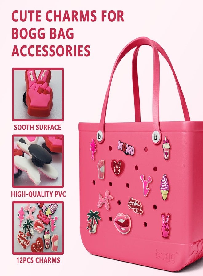 Yonuni 12pcs Beach Charms for Bogg Bag, Rubber Beach Bag Accessories for Original All Models, Rubber Tote Pink Charms Insert Decorative for Girl Women - Image 2