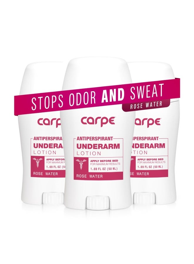 Carpe Carpe Underarm Antiperspirant and Deodorant, Clinical strength with Rose Water scent, Combat excessive sweating Stay fresh and dry, Great for hyperhidrosis (Pack of 3) - Image 1