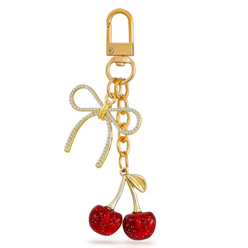 FASTFAIRY Keychain Cherry Bag Charms Purse: Key Chains Women Cute - Car keyrings leather handbags - Valentines Day Gifts - Image 1