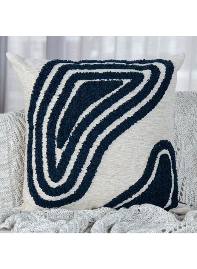 Belchior Concept Embroidery Square Shaped Decorative Cushion Linen and Navy 50 x 50 cm 472558 - Image 2