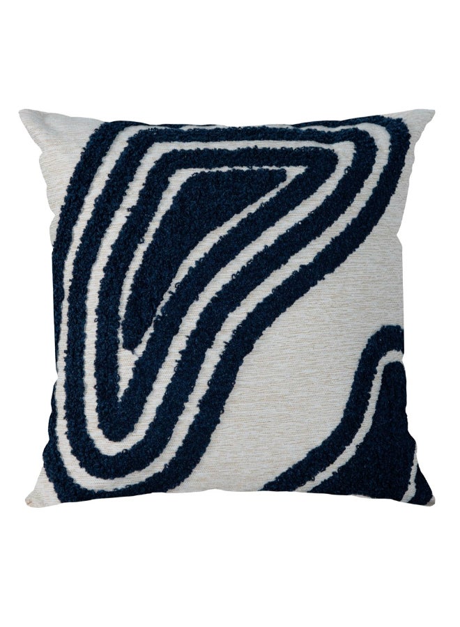 Belchior Concept Embroidery Square Shaped Decorative Cushion Linen and Navy 50 x 50 cm 472558 - Image 1