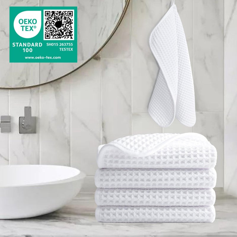 POLYTE 430 GSM Microfiber Lint Free Washcloth Face Towel, 13 x 13 in, 4 Pack (Waffle Weave) - Image 5
