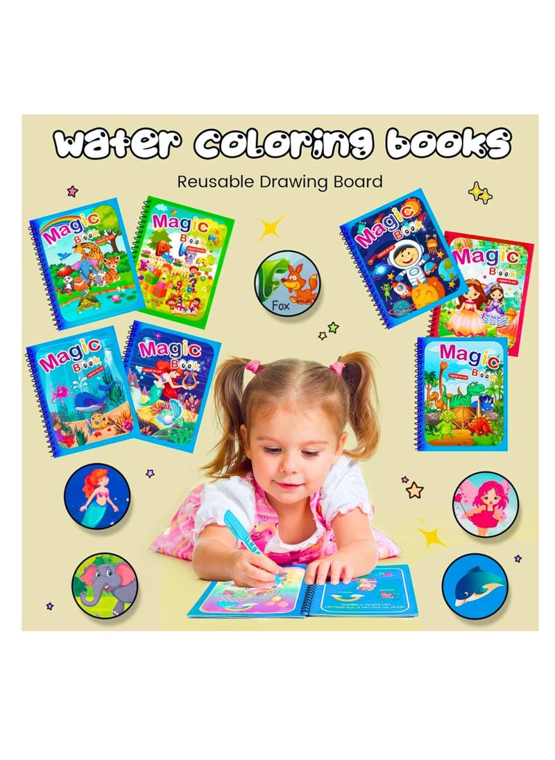 MAGIC VAULT 8 Pack Water Coloring Books, Reusable Water Painting Book for Toddlers, Water Book for Dinosaur Animal Ocean Universe Cartoon Water Painting for Toddlers Educational Learning Kits Gifts  - Image 5