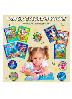 MAGIC VAULT 8 Pack Water Coloring Books, Reusable Water Painting Book for Toddlers, Water Book for Dinosaur Animal Ocean Universe Cartoon Water Painting for Toddlers Educational Learning Kits Gifts  - Image 5