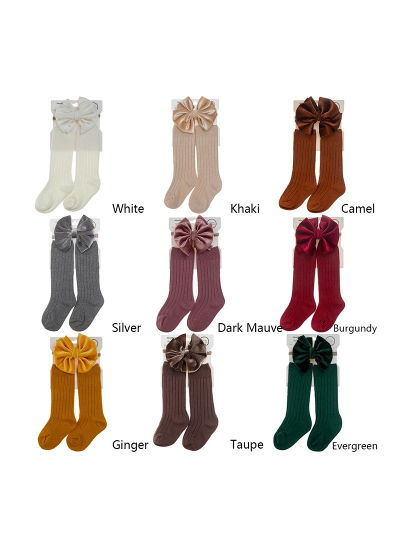 D'Daniela - Mikha Socks & Ribbon Bow Set For Babies and Girls - Grey - Image 1