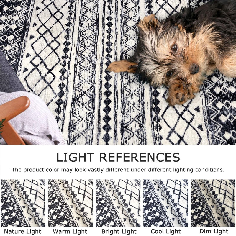 KUTA 2x6 Non-Slip Washable Runners for Hallways,Black Navy Blue Moroccan Boho Distressed Geometric Vintage Kitchen Runner, Ultra Soft Floor Mat for Entryway, Bathroom, Laundry, Living Room, Bedroom - Image 5