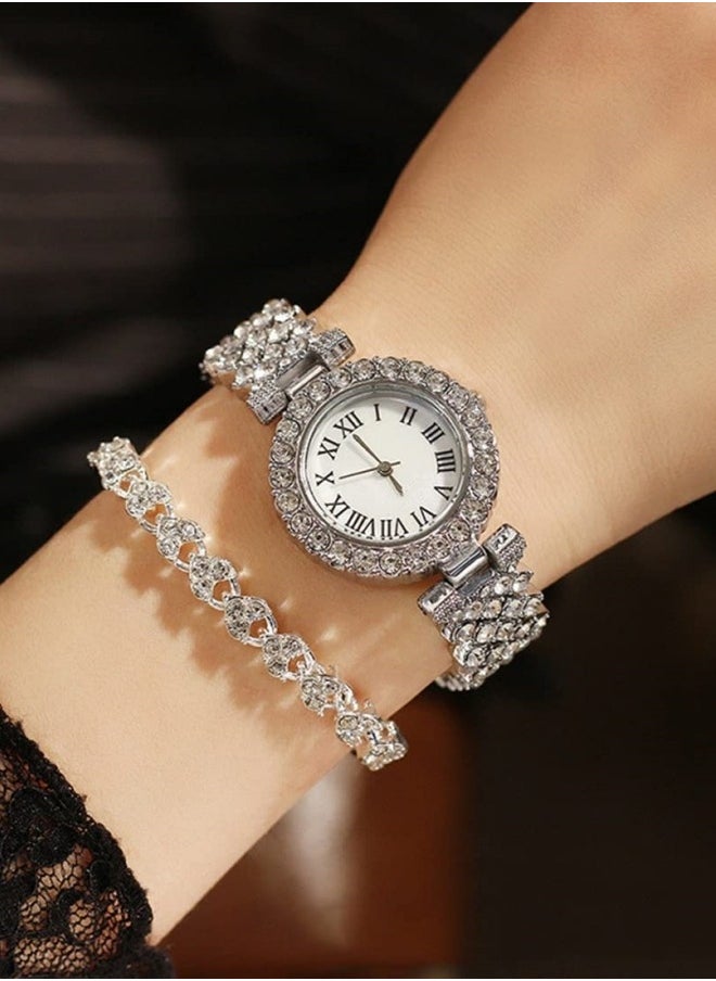 Ru syanl Ladies Wristwatch and Bracelet Set Exquisite and Fashionable Diamond Watch for Women  - Image 1