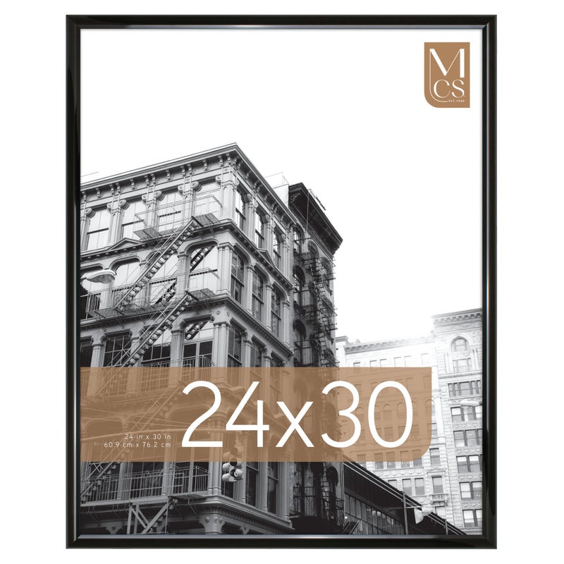 MCS Trendsetter 24x30 Poster Frame Black High-Gloss, Vertical & Horizontal Wall Hanging Large Picture Frame for Photos, Posters & Art Prints (1-Pack) - Image 1