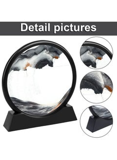 TBoxBo 12 Inches Large Flowing Sand Painting 3D Natural Landscape Dynamic Art Sand Painting Round Glass 3D Deep Sea Sand Painting Artistic Sandscape For Home Ornament Desktop Art Bookshelves Decoration Black  - Image 5