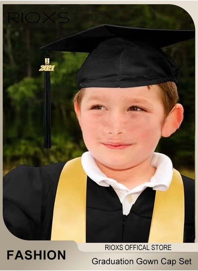 RIOXS - Preschool Kindergarten Graduation Gown Cap Set,Primary And Middle School Students Graduation Clothing Dress,Graduation Gown Cap Graduation Tassel And Sash For Child Size - Image 1