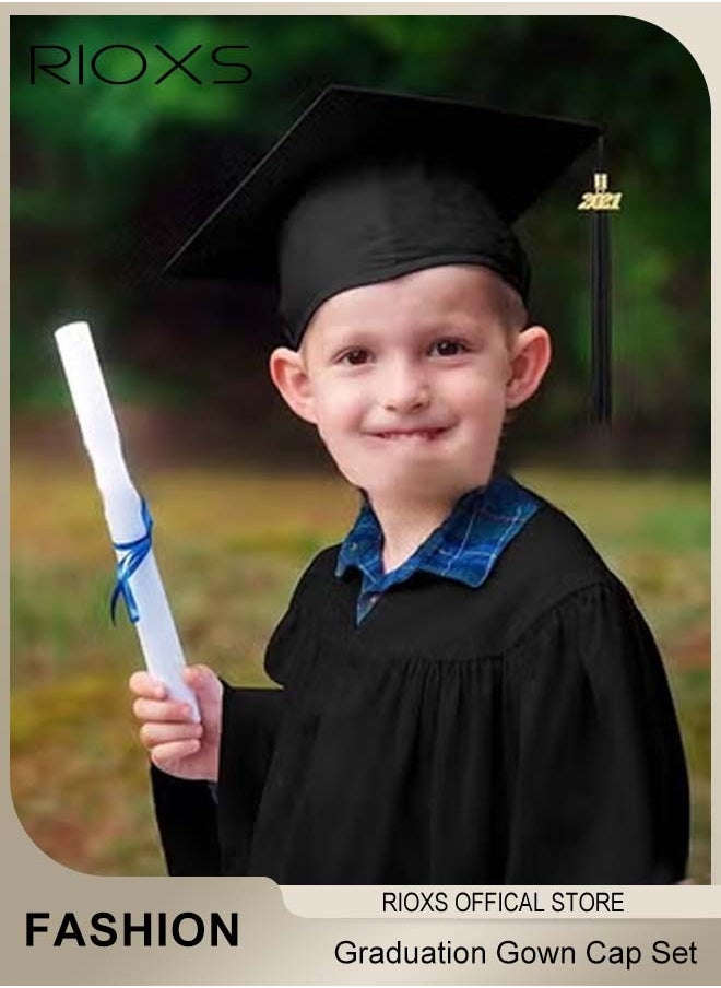 RIOXS - Preschool Kindergarten Graduation Gown Cap Set,Primary And Middle School Students Graduation Clothing Dress,Graduation Gown Cap Graduation Tassel And Sash For Child Size - Image 1