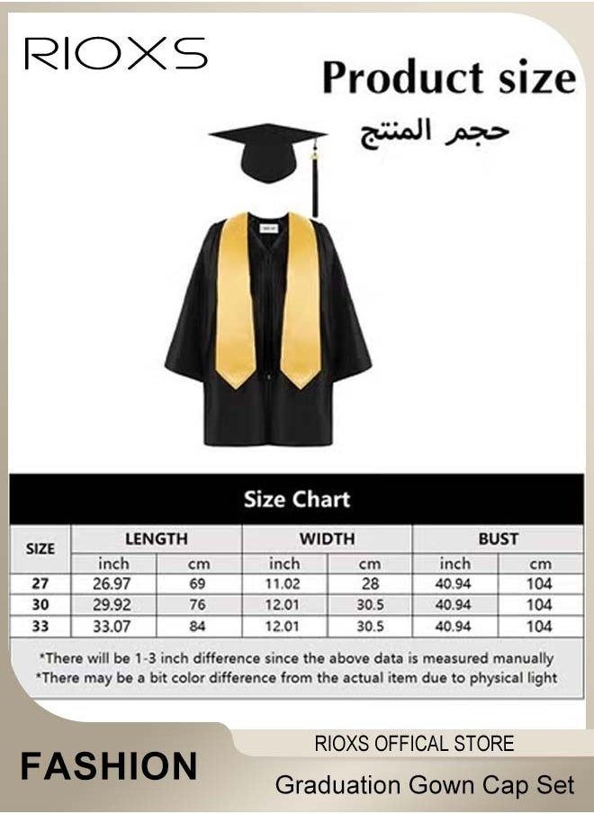 RIOXS - Preschool Kindergarten Graduation Gown Cap Set,Primary And Middle School Students Graduation Clothing Dress,Graduation Gown Cap Graduation Tassel And Sash For Child Size - Image 1