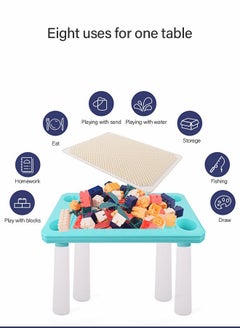 GROIC 4 in 1 Toddler Activity Table with 300PCS Building Blocks, Large Building Blocks Compatible Bricks Toy Building Block, Water Table, Building Block Table with Storag Learning Table  - Image 2