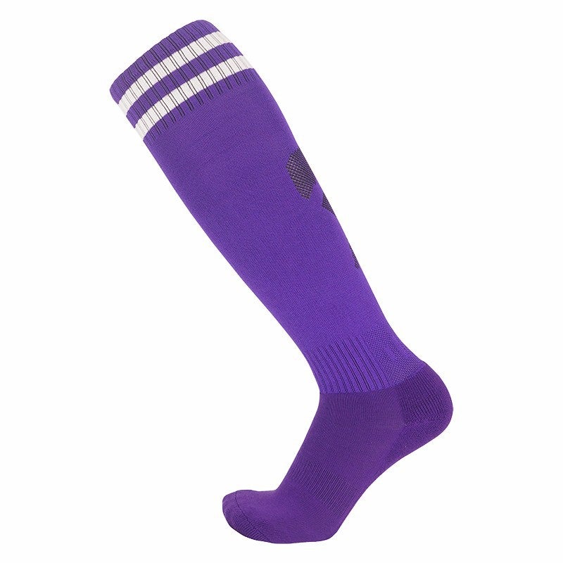 Football Socks Towel Bottom Plain Adult Children Universal High Barrel Sports Stockings Student Socks Over the Knee Adult purple/White