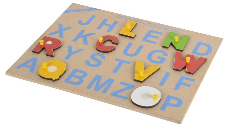 Skillofun L-32SK Wooden Alphabet Tray with Knobs, Learning Tool | Vibrant Colors | Enhances Vocabulary & Cognitive Skills | Safe & Engaging Educational Play | Develops Fine Motor Skills - Image 4
