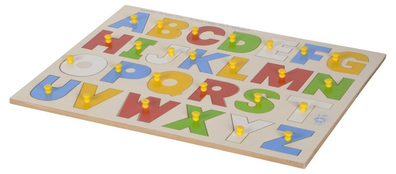 Skillofun L-32SK Wooden Alphabet Tray with Knobs, Learning Tool | Vibrant Colors | Enhances Vocabulary & Cognitive Skills | Safe & Engaging Educational Play | Develops Fine Motor Skills - Image 5