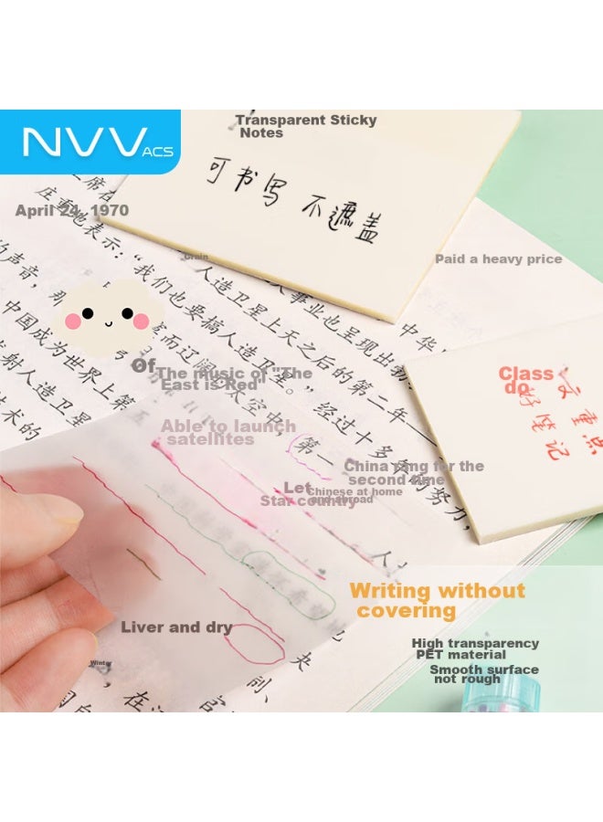 Nvv Transparent Sticky Notes, Reusable, Waterproof, High-quality, Three-pack Set Of 150 Sheets, Error Correction, Bl-t01t - Image 2
