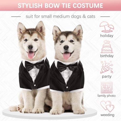 Kuoser Dog Tuxedo,Dog Wedding Suit with Bow Tie Formal Dogs Tux Pet Wedding Party Birthday Costume,Doggy Valentines Christmas Halloween Graduation Outfit Cosplay for Small Medium Large Dogs,Black S - Image 4