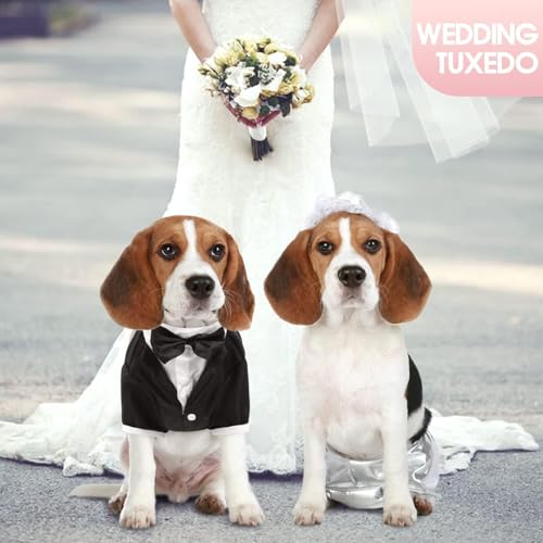 Kuoser Dog Tuxedo,Dog Wedding Suit with Bow Tie Formal Dogs Tux Pet Wedding Party Birthday Costume,Doggy Valentines Christmas Halloween Graduation Outfit Cosplay for Small Medium Large Dogs,Black S - Image 5