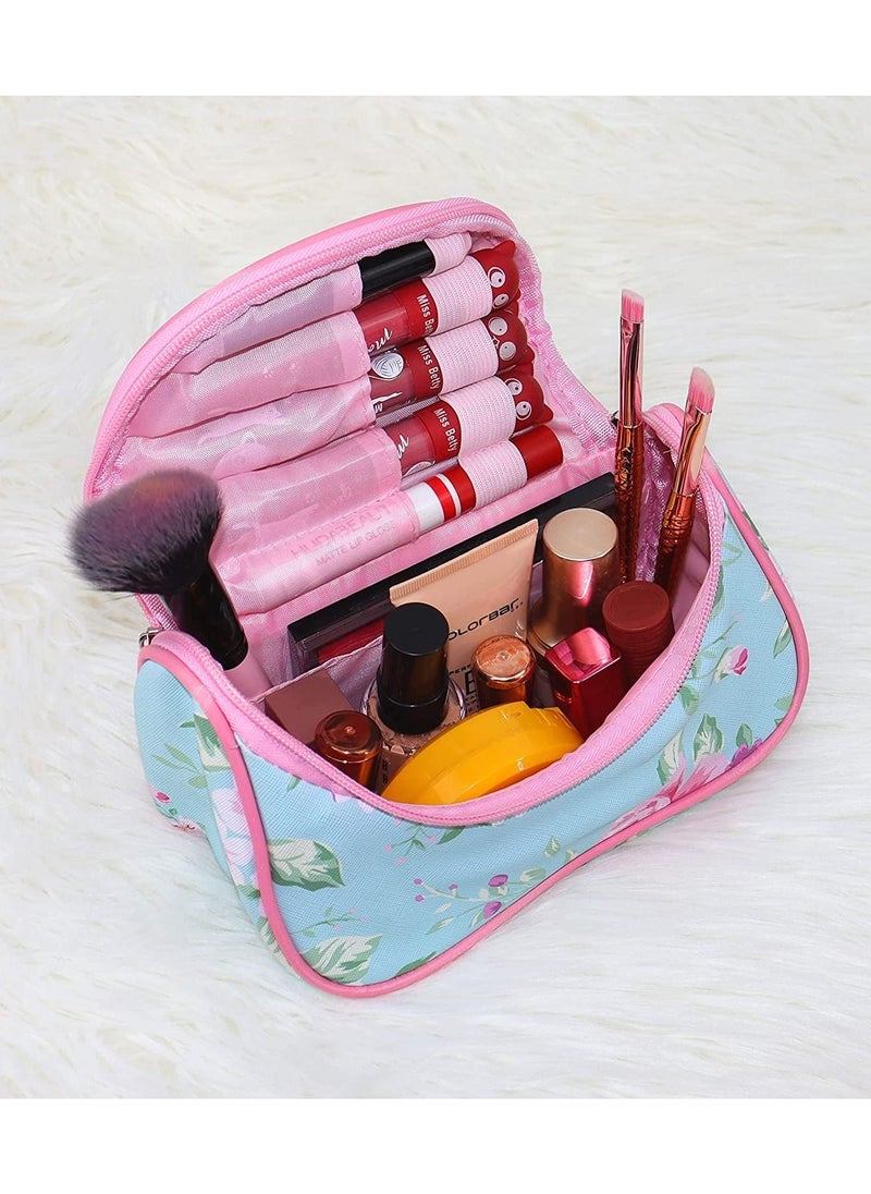 NFI essentials Floral Print Cosmetics Pouch Makeup Pouch Vanity Case Jewellery Pouch Stationery Pencil Case Travel Organiser Size 20X12.5X9.5cm  - Image 2