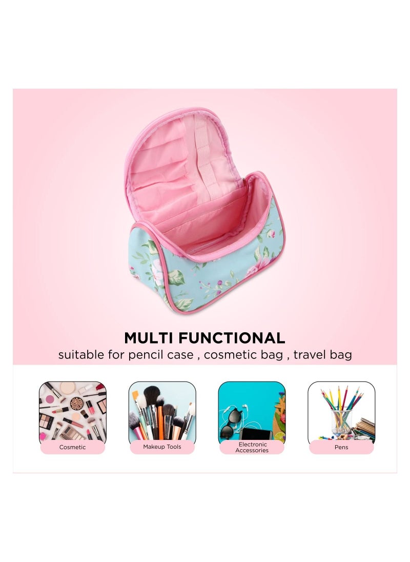 NFI essentials Floral Print Cosmetics Pouch Makeup Pouch Vanity Case Jewellery Pouch Stationery Pencil Case Travel Organiser Size 20X12.5X9.5cm  - Image 5