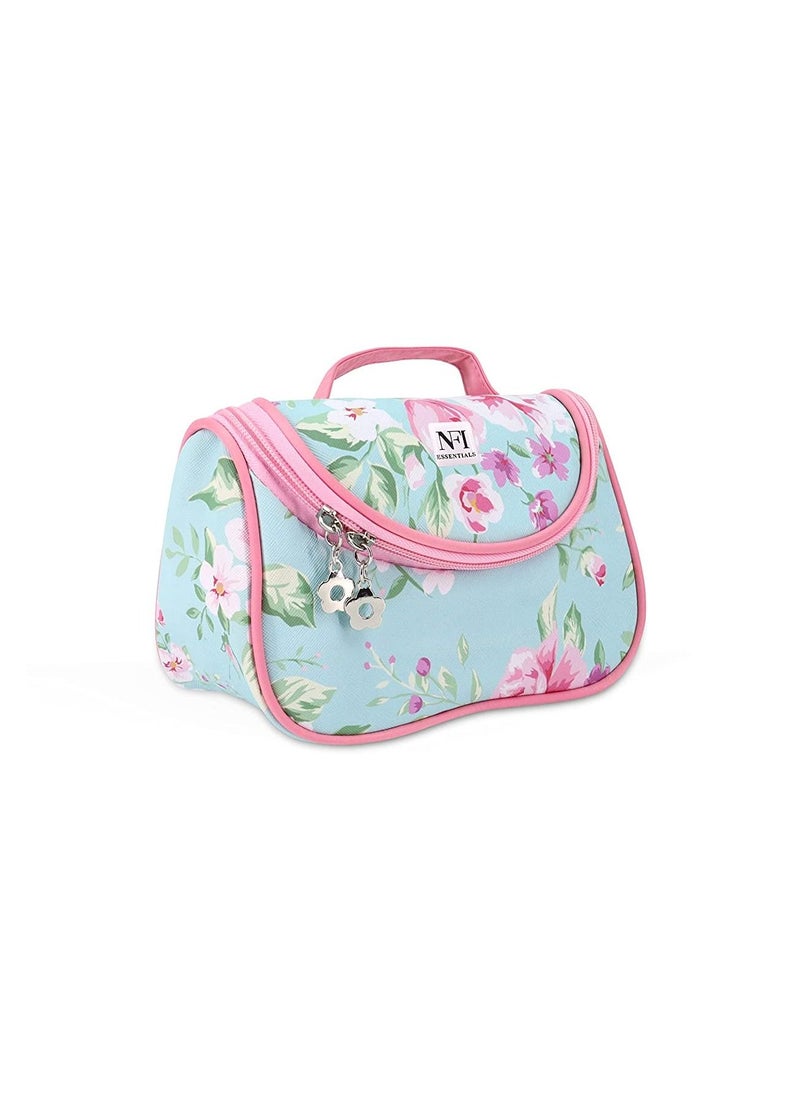 NFI essentials Floral Print Cosmetics Pouch Makeup Pouch Vanity Case Jewellery Pouch Stationery Pencil Case Travel Organiser Size 20X12.5X9.5cm  - Image 1