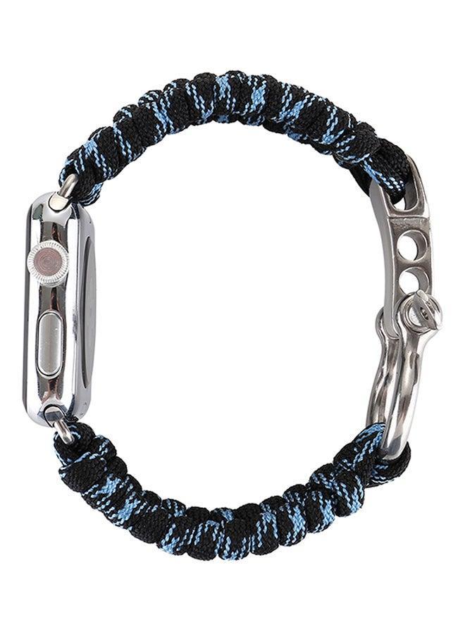 Nylon Woven Belt Replacement Band For Apple Watch 42mm Series 1/2/3 Blue/Black - Image 2