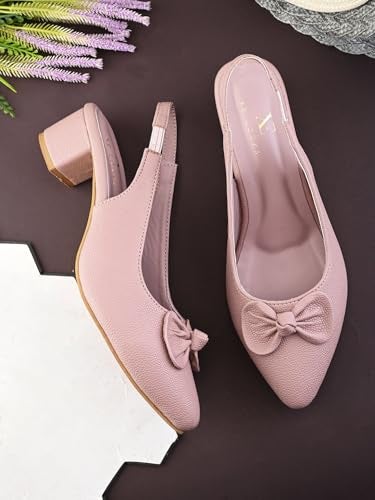 XE Looks Purple Slingback Heels | Pointed-Toe Design | Comfortable Cushioned Footbed Heels For Girl & Women - Image 2