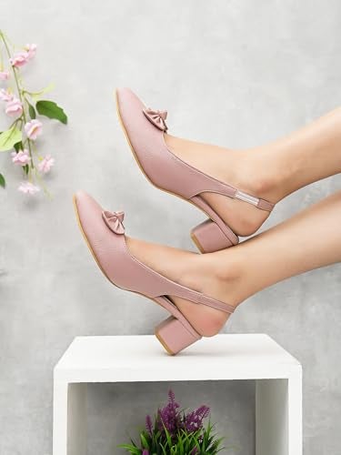 XE Looks Purple Slingback Heels | Pointed-Toe Design | Comfortable Cushioned Footbed Heels For Girl & Women - Image 5