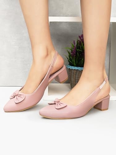 XE Looks Purple Slingback Heels | Pointed-Toe Design | Comfortable Cushioned Footbed Heels For Girl & Women - Image 4