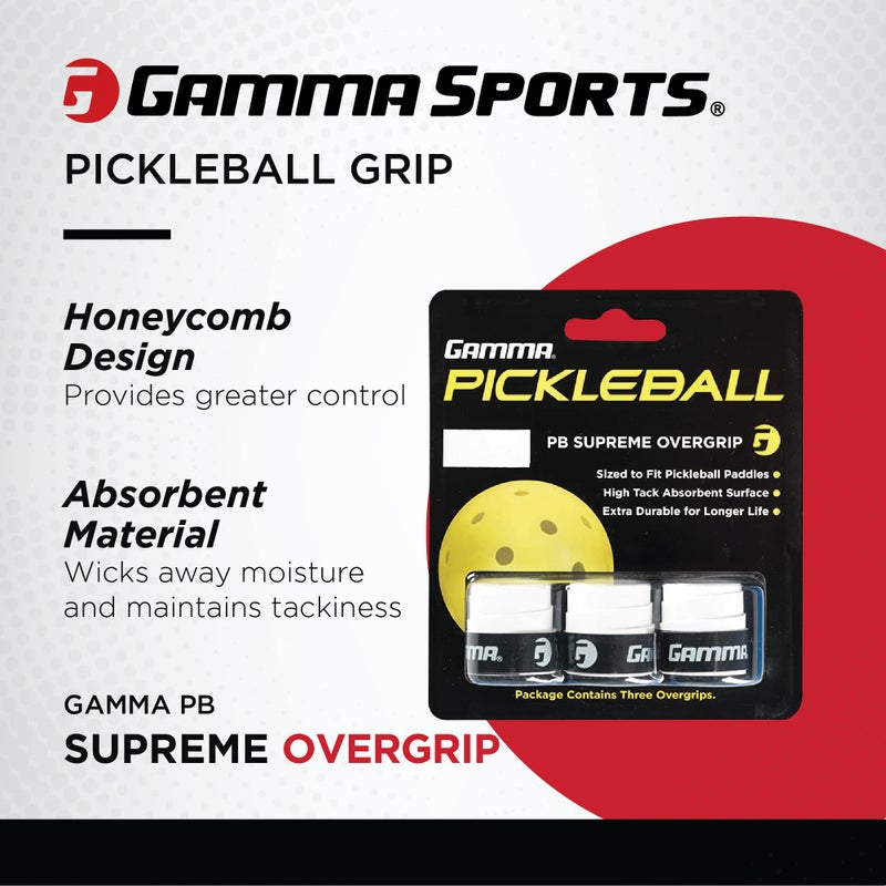 Gamma Sports Pickleball Supreme Overgrip, White - Image 2