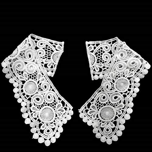 TATEELY White Black Hollow Out Flower Lace Collar Sewing on Clothes Trim Embroidered Applique Neckline DIY Wedding Dress Accessory (White) - Image 5