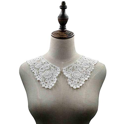 TATEELY White Black Hollow Out Flower Lace Collar Sewing on Clothes Trim Embroidered Applique Neckline DIY Wedding Dress Accessory (White) - Image 2