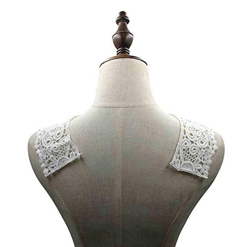 TATEELY White Black Hollow Out Flower Lace Collar Sewing on Clothes Trim Embroidered Applique Neckline DIY Wedding Dress Accessory (White) - Image 3