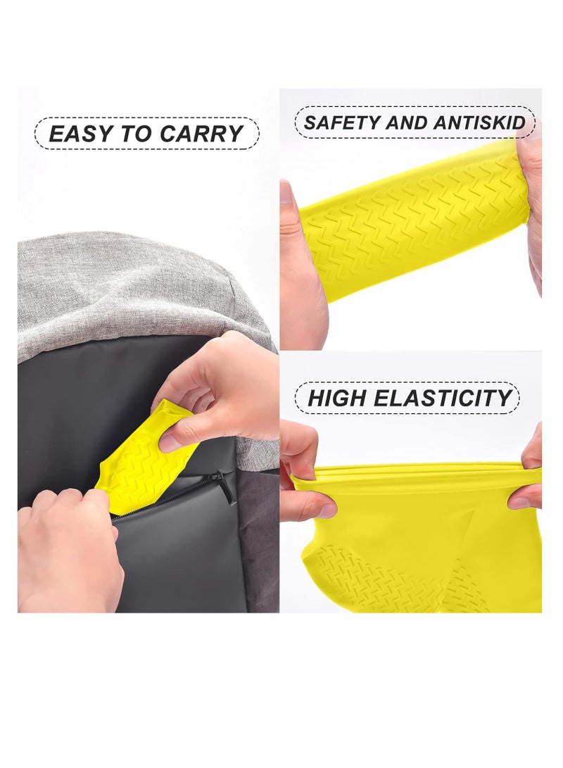2 Pairs Waterproof Silicone Shoe Covers (M Size) – Reusable Rain Shoes Cover for Men, Women & Children – Anti-Slip, Foldable, Durable Protection for Outdoor, Hiking, Cycling, Camping – Pink & Yellow - Image 3