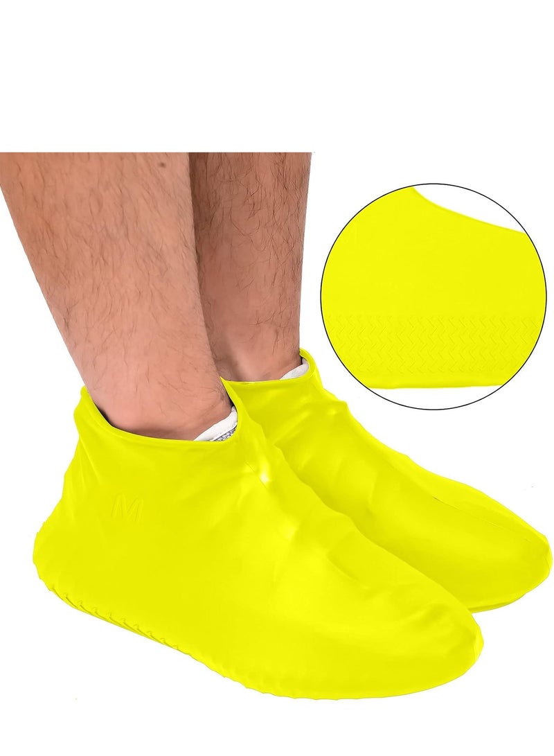 2 Pairs Waterproof Silicone Shoe Covers (M Size) – Reusable Rain Shoes Cover for Men, Women & Children – Anti-Slip, Foldable, Durable Protection for Outdoor, Hiking, Cycling, Camping – Pink & Yellow - Image 4