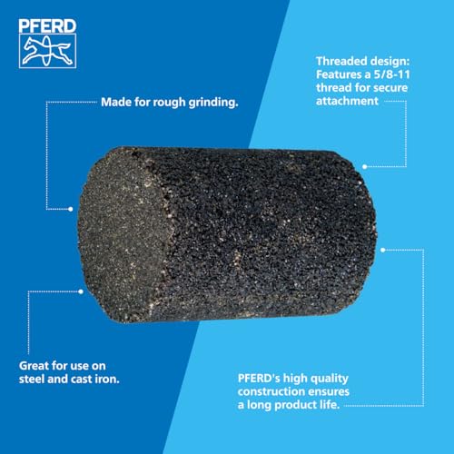 PFERD Type 18 Straight Cone - Aluminum Oxide, 2" Diameter x 3" Length, 5/8-11 Thread, 18100 RPM, 16 Grit - High-Performance Grinding Cone for Precision Work - Part 61893 - Image 2