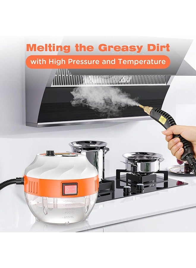 عربست 2500W منظف البخار للمنزل ، منظف البخار اليدوي عالي الضغط مع 6 عجلات قابلة للتعديل ، بخار محمول خالي من المواد الكيميائية لتنظيف بلاط المفروشات للسيارات ، خزان المياه 1 لتر - Image 2