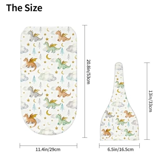 Sozzjile Cute Dragon Print Baby Swaddle Blanket with Beanie Set, Soft Cloud Moon Star Swaddle Sack Newborn Receiving Blanket for Girls Boys - Image 4
