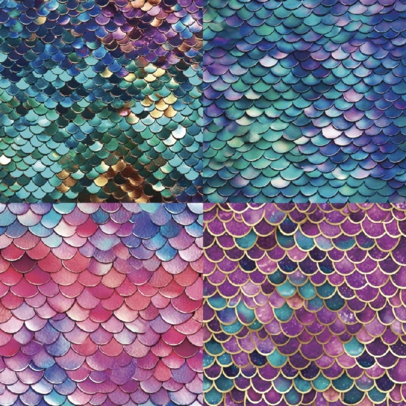 DESEACO Mermaid Themed Scrapbook Paper Pad 6x6 inches, Single-Sided Scales and Seashell Patterns Designs For Craft - 24 Decor Sheets - Image 2