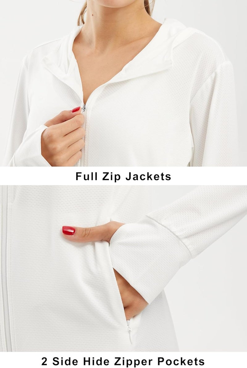 Libin Women's Sun Shirts Full Zip UPF 50+ Sun Protection Hoodie Jacket Long Sleeve Hiking Outdoor Performance with Pockets - Image 4