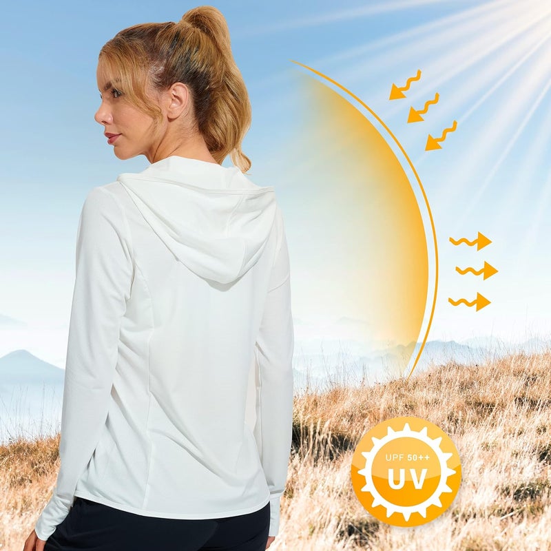 Libin Women's Sun Shirts Full Zip UPF 50+ Sun Protection Hoodie Jacket Long Sleeve Hiking Outdoor Performance with Pockets - Image 2
