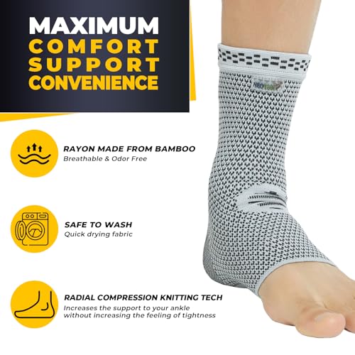 NeoTech Care Ankle Support Brace - Breathable - Men, Women, Right or Left (Gray, Size L, 1 Unit) - Image 5